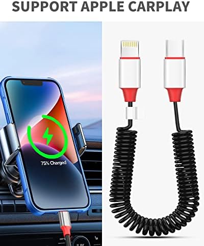 AICase 90 Degree Coiled Lightning Cable – 6 ft Flexible Nylon Charging Cord with Right Angle Design for Enhanced Gaming Experience, LED Indicator for Fast Charge & Data Syncing, Compatible with i Phone XS/XS Max/XR/X/8/8 Plus/7/7 Plus, i Pad Pro & More
