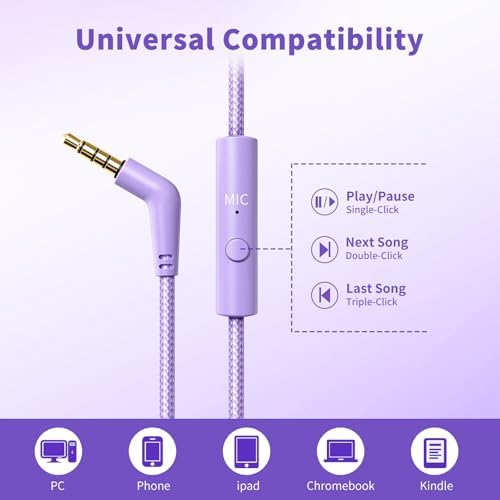 Versatile Over-Ear Wired Headphones with Integrated Microphone – Premium Sound Experience with Foldable Design and 4.9 ft Tangle-Free Nylon Cord – Perfect for Travel, Daily Use, and Multimedia Engagement (Black)