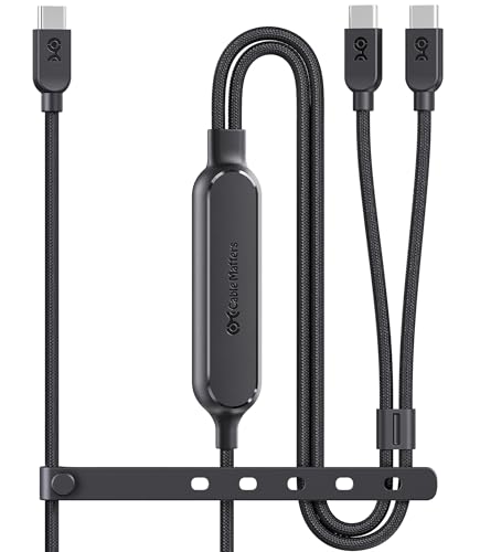 Cable Matters Braided USB C Multi Charging Cable – 6ft, 140W Smart Power Allocation, Supports Charging & 480Mbps Data Transfer, USB C Power Splitter Compatible with MacBook Pro, XPS, iPad, iPhone – Enhanced Compatibility and Speed