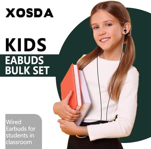 Bulk 100 Pack Classroom Earbuds – Lightweight and Durable Headphones for Enhanced Student Focus, Tangle-Free Design Perfect for Interactive Learning, Compatible with Tablets and Laptops, Ideal Audio Solution for Group Activities and Educational Presentations