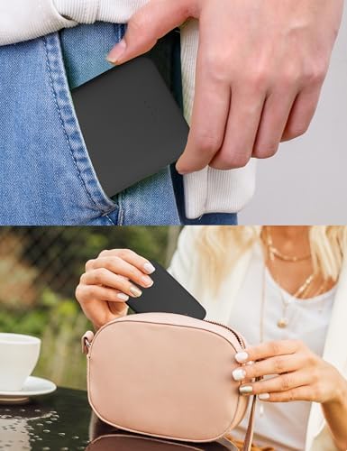 Ultra-Slim 5000 m Ah Power Bank with Built-In USB-C Cables – Dual Charging External Battery Pack for i Phone & Android – Lightweight Travel Companion in Black & Pink – Effortless Portability and Enhanced Device Compatibility