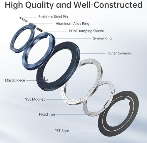 Syncwire Magnetic Phone Ring Holder – Titanium Alloy Kickstand for i Phone 12-16 Pro Max & Compatible Android Devices – Ergonomic Design, Enhanced Mag Safe Stability, Lightweight Grip for Ultimate Hands-Free Convenience