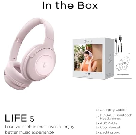 Unleash Your Sound Potential with DOQAUS Over-Ear Bluetooth Headphones – 70-Hour Playtime, Customizable EQ Modes, and Hi-Fi Stereo Sound for Bass Lovers – Perfect for Work, Travel, and Ultimate Comfort with Luxurious Memory Foam Ear Cushions