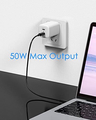 50 W Dual-Port Ga N III USB-C Wall Charger – Rapid PPS 48 W Fast Charging for i Phone 16/15/14/13/12/11, Galaxy, Pixel, i Pad & Laptops – Compact Design with Enhanced Safety Features for On-the-Go Power Solutions