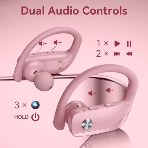 Elevate Your Sound Experience with Bmani Wireless Earbuds: 48-Hour Playtime Bluetooth Headphones with LED Battery Indicator, Secure Over-Ear Design, Built-in Mic for Hands-Free Calls, Ideal Sport Earphones for Active Lifestyles