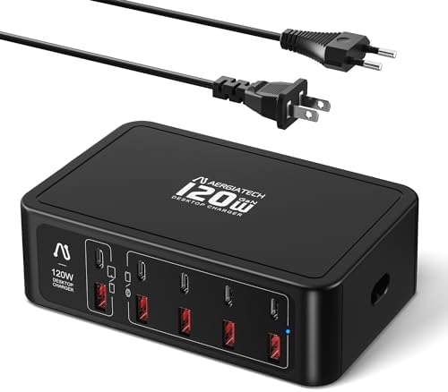 Ultimate 10-Port USB & USB-C Fast Charging Station – 120 W Multi-Device Power Hub with PD3.0 & QC3.0 for i Phone 15/14/13/12, i Pad Air/Pro, Galaxy – Sleek White Design for Home and Travel Efficiency