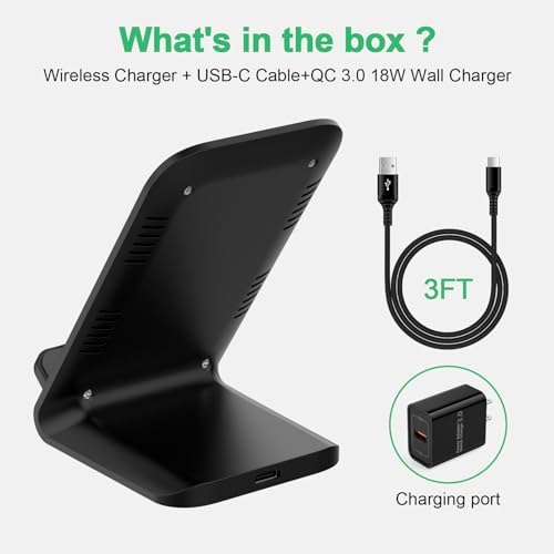 Samsung Fast Wireless Charging Stand 15 W – Universal Compatibility for Galaxy S24/S25 Ultra Plus, i Phone 16/15 Pro Max, Pixel 9 Pro – Sleek Design with 18 W Adapter for Optimal Performance – Perfect Desk and Nightstand Accessory