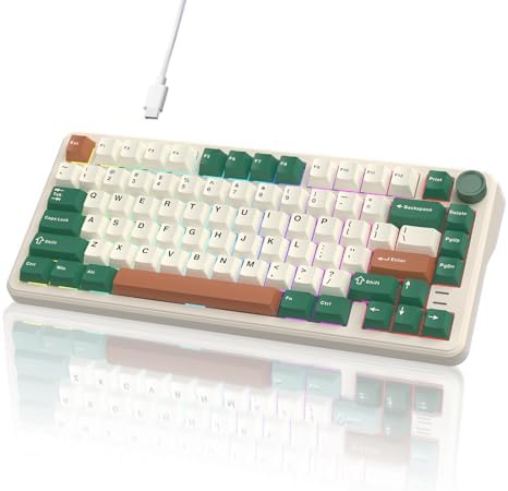 Elevate Your Gaming and Typing with the 75% Wired Hot Swappable Mechanical Keyboard – Customizable RGB Backlighting, Ergonomic Design, and Metal Volume Knob for Ultimate Control (Peach Linear Switch) – Perfect for Gamers and Professionals Alike!