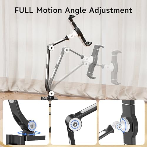 Suptek Adjustable Aluminum Alloy Cell Phone Desk Mount Stand – Versatile 360° Rotating Holder for i Pad, i Phone, Samsung & Asus (4.7-11 inches) – Perfect for Home, Office, or Kitchen Use – Unmatched Stability & Comfort for Daily Tasks