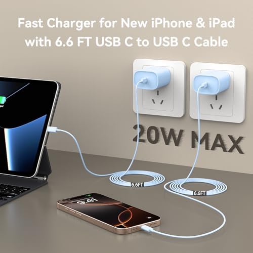 Ultimate 10 FT USB-C Fast Charging Kit for i Phone 16 and 15 – 20 W Power Adapter & Extra Long Cord for Rapid Charging of i Pads and Android Devices – Enhanced Compatibility and Durability for Everyday Use