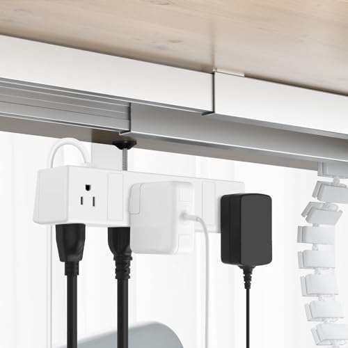 Maximize Workspace Efficiency with the Ultimate Dual Layer Desk Clamp Power Strip – 20 AC Outlets & 8 Fast Charging USB Ports, 60 W Power Delivery, 1200 J Surge Protection, 6 Ft Flexible Cord – Ideal for Multi-Device Charging and Organized Workstations