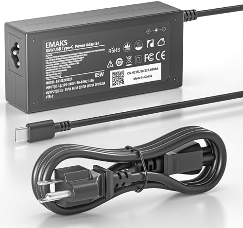 Universal 65 W Type-C Chromebook Charger – Fast & Efficient USB-C Power Supply Adapter for HP, Acer, Dell, and More – Enhanced Compatibility for Laptops & Chromebooks – Reliable Multi-Protection Safety Features – Ideal Replacement for SM45 CL SM65 CL-01 SK90200325 – Upgrade Your Charging Experience Today!