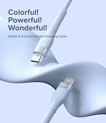 Vibrant 6.6 FT Ringke USB C to Lightning Charging Cable – Fast Charge Your i Phone, i Pad & Air Pods with Stylish Purple Pastel Design, Tangle-Free Connectivity for Effortless Use in Car Play & Beyond, Durable & Efficient Performance