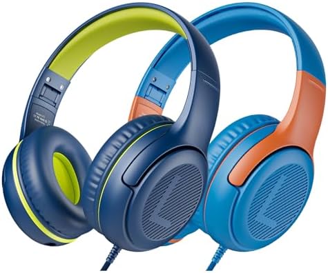 Premium Volume-Limiting Kids Wired Headphones with Microphone – Ultimate Hearing Protection at 85/94 d B – Foldable On-Ear Design for Effortless Travel – Perfect for Learning, Gaming, and Entertainment – Universal 3.5 mm Compatibility for All Devices