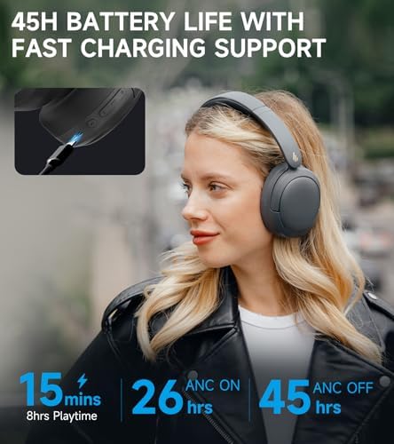 Edifier W800 BT Pro Wireless Over-Ear Headphones – Premium Hi-Res Audio with Advanced Hybrid Active Noise Cancellation, AI-Driven Call Clarity, 45-Hour Battery Life, Quick Charge Capability, and Compact Foldable Design – Enhanced Bluetooth 5.4 Connectivity for Superior Sound Experience in Elegant Classic Black