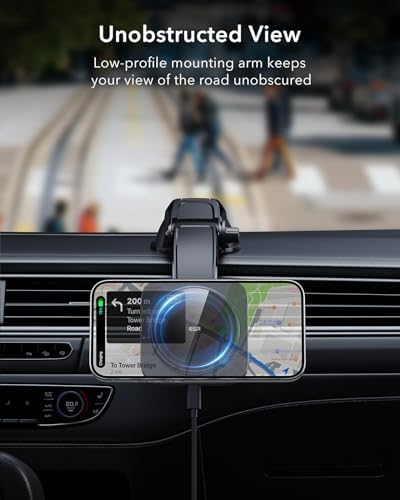 Revolutionize Your Drive with the ESR Qi2 15 W Mag Safe Car Mount Charger – Effortless Fast Wireless Charging for i Phone 12-16 & S25, Secure Magnetic Hold for Dashboard/Windshield, Stylish Black Design, Ultimate Convenience and Enhanced Compatibility