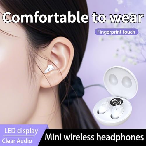 Invisible Mini Bluetooth Earbuds for Small Ear Canals – Ultimate Comfort with Noise Isolation for Work and Sleep – Lightweight Design, Fast Pairing & Superior Audio Quality for Discreet Listening Anywhere