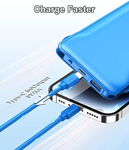 Ultra-Slim 10,000 m Ah TG90° Portable Power Bank with Built-in Lightning and USB-C Cables – Fast Charging, Lightweight Battery Backup for i Phone and Android Devices – Essential On-the-Go Charger for Busy Lifestyles