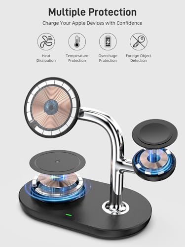Revolutionary 3-in-1 Dual Magnetic Charging Station for i Phone 16, Apple Watch, and Air Pods Pro 2 – Fast Wireless Charger with Enhanced Compatibility, Sleek Design, and LED Status Indicator for Effortless Power Management