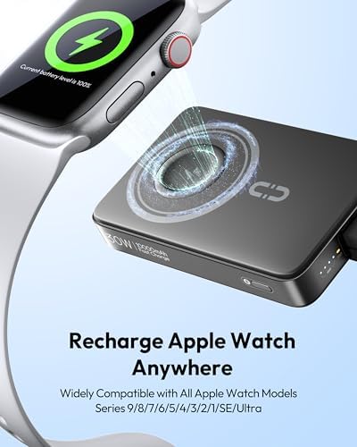 ROMOSS Magnetic Wireless Power Bank – 10,000 m Ah Portable Charger with PD 20 W Fast Charging for i Phone 12-16 Series – Compact, Lightweight, and Tangle-Free Mag Safe Battery Pack with USB-C Port – Ultimate On-the-Go Charging Solution