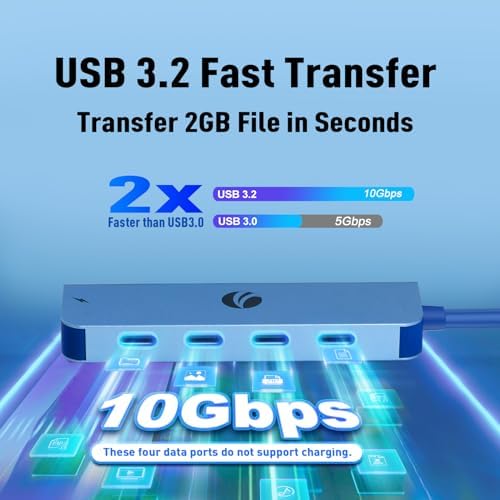 Unlock Ultimate Connectivity with the VCOM 10 Gbps USB C Hub: 5-Port Multiport Adapter Featuring 100 W Power Delivery for Lightning-Fast Charging and Data Transfer – Perfectly Designed for Mac Book Pro, Surface Pro, Dell, and HP Users – Ideal Portable Solution for Busy Professionals on the Move