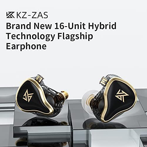 Linsoul KZ ZAS Premium Hybrid IEM Earbuds – Exceptional 7 BA + 1 DD Hi-Fi Bass Headphones for Audiophiles and Gamers – Ergonomic Design, Robust 2-Pin Cable, and Integrated Microphone for Enhanced Communication and Immersive Sound Experience