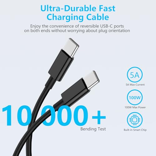 Ultra-Fast 45 W Type C Charger with 10 FT USB C to C Cable – Essential Dual Pack for Samsung Galaxy S Series – Efficient PD/PPS Wall Charger for Rapid Power Delivery & Device Protection – Stylish Black Finish for Home & Travel Convenience