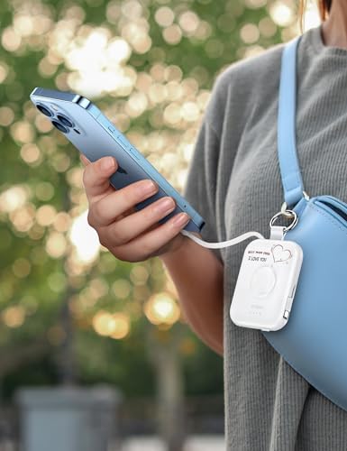 Compact RORRY 5000 m Ah Portable Charger Power Bank with Integrated Cables – Sleek Keychain Battery Pack for i Phone 16/15/14/13/12 and Apple Watch Ultra Series, Ultimate Travel Companion with Fast Charging and Modern Design
