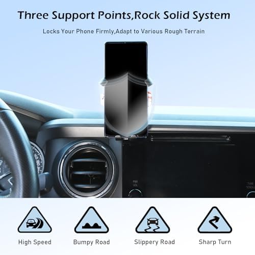 Magnetic Suction Car Phone Mount for Tacoma 2016-2022 – Hands-Free Dashboard & Vent Holder with Retractable Stand for Ultimate Accessibility and Safety in Black – Perfect Fit for Navigation and Calls