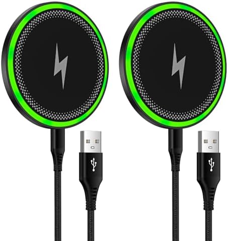 Dual Pack Samsung S25 Ultra Fast Wireless Charging Pads – 15 W Android Charger for Galaxy S25/S24/S23/S22/S21/S20 & Google Pixel 9 Series – Sleek Design with Safety Features for Rapid Power – Ideal for Home & Office Use