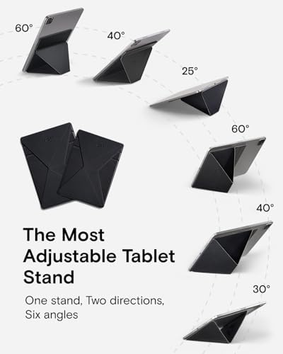 MOFT Snap Tablet Holder: Ultra-Slim Adjustable Stand for i Pad Pro & Air – Ergonomic and Foldable Design in Cool Grey for Optimal Comfort, Perfect for Productivity, Streaming, and Creative Endeavors – Versatile Portrait/Landscape Use with Enhanced Portability