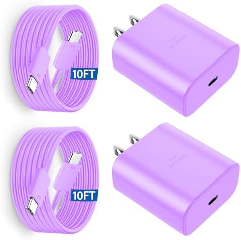 Super Fast 45 W Samsung USB-C Charger with 10 FT Pink Cable – Ultimate Charging Solution for Galaxy S25/S24/S23 Ultra, Stylish & Efficient Power Adapter for Quick Device Boosts and Enhanced Compatibility