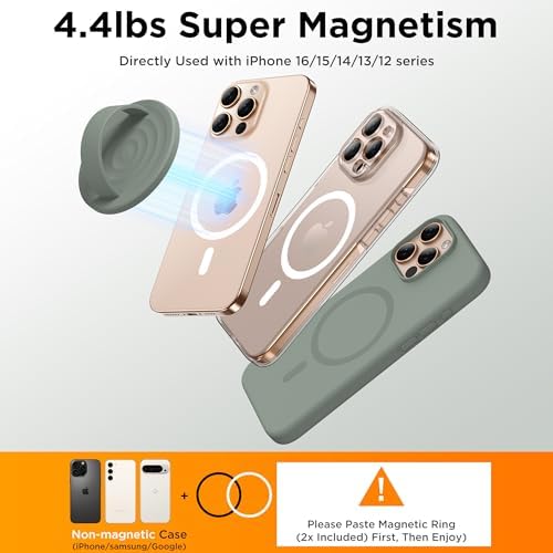 Revolutionary Magnetic Phone Ring Grip Holder – Ergonomic Silicone Finger Loop for i Phone Pro Max/Plus, 12/13/14/15/16 Series – Compatible with Mag Safe – Oat Color Enhances Aesthetics and Comfort – 360-Degree Rotation for Effortless Use – Secure Your Device with Style and Stability – Essential Smartphone Accessory for Unmatched Usability and Convenience