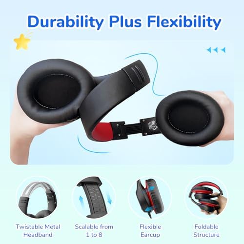 Transform Your Child’s Audio Adventures with Ear Fun K3 Kids Over-Ear Headphones – Engineered for Safe Listening with Volume Limiting, Exceptional HD Stereo Sound, and Travel-Friendly Foldable Design in Vibrant Blue – Ideal for School, Stylish for Every Young Explorer with Enhanced USB-C Compatibility!