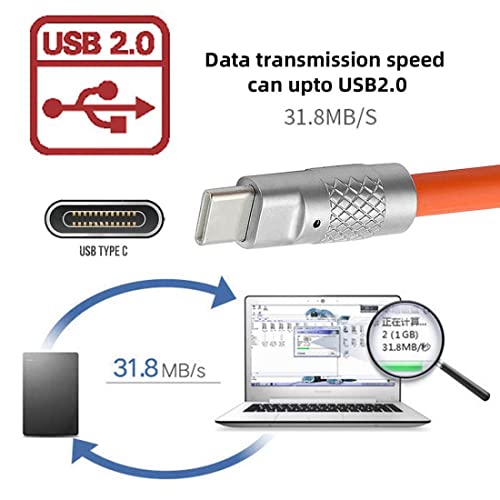 Ultra Soft 120 W USB to USB C Cable for Fast Charging & Data Transfer – 2 M Length with Built-in Charging Indicator for Optimal Connectivity and Durability