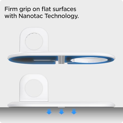 Spigen Mag Fit Duo: Dual Mag Safe Charger Stand for i Phone 16/15/14/13/12, Apple Watch & Air Pods – Fast Charging Pad in Sleek White Finish for Enhanced Device Compatibility and Efficiency