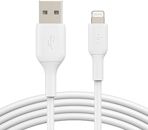 Belkin Boost Charge 9.8 ft Lightning Cable – MFi Certified Apple i Phone Charger for Fast, Convenient Charging – Durable & Tangle-Free USB to Lightning Cord in Sleek White Design – Perfect Length for Uninterrupted Use – Elevate Your Apple Device Experience