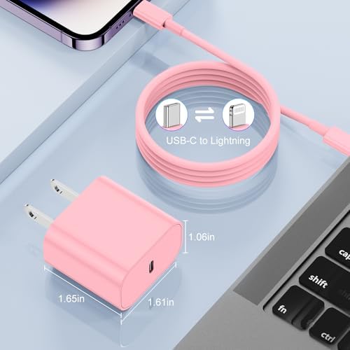 Lightning-Fast 20 W Apple Charger with MFi Certification – 6 ft USB-C to Lightning Cable Included for i Phone 14 Pro Max/14/13 Pro/12 Mini/12/11 & i Pad Air – Compact Power Block for Ultimate Portability and Rapid Charging Efficiency