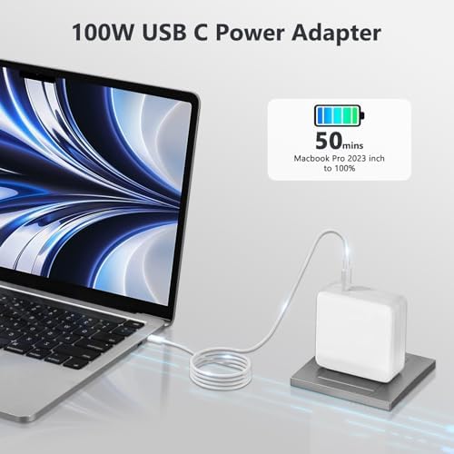 High-Efficiency 100 W USB-C Charger for Mac Book Pro & Air – Rapid Charging Power Adapter Compatible with 16/15/14/13 Inch Models and i Pad Pro 2021/2020/2019/2018 – Ultimate Versatility for All USB-C Devices with Advanced PD 3.0 Technology and Maximum Safety Features