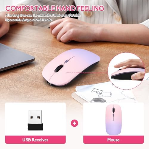 Seamless Productivity with 3 Pack Rosy Glow Red Wireless Bluetooth Mouse – Rechargeable, Silent, and Slim Dual Mode Mice for Laptop, Desktop, i Pad, and Mac – Perfect for On-the-Go Professionals and Students