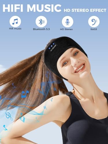 Revolutionary Wireless Sleep Headband with HD Sound: Ultimate Comfort Bluetooth Earphones for Relaxation, Fitness, and Travel – Sweat-Resistant Eye Mask for Active Lifestyles and All-Night Use