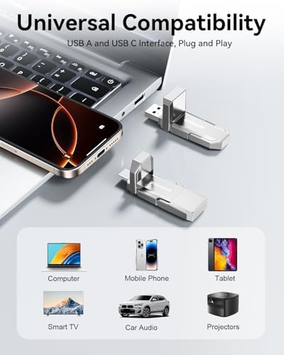 High-Speed 128 GB USB C Flash Drive – Dual USB-A and USB-C Memory Stick with 450 MB/s Transfer Rate for Effortless Data Storage Across Smartphones, Tablets, Computers & Game Consoles – Compact & Durable Design for Ultimate Portability