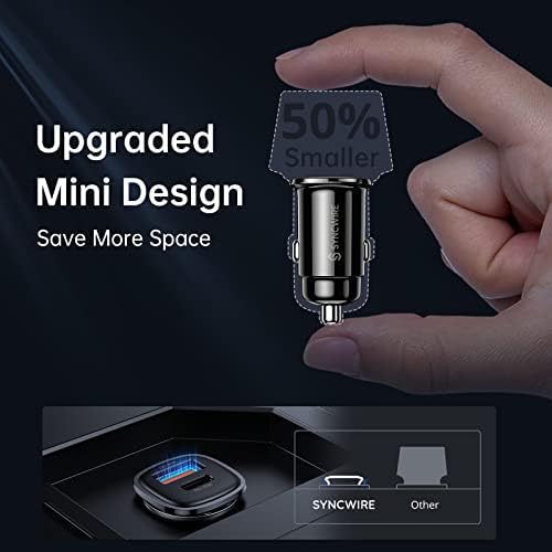 Syncwire 60 W USB C Car Charger with PD & QC Fast Charging – Ultimate Compatibility for i Phone 16, Galaxy S23/S22, Google Pixel 7/7 Pro – Includes 5 FT Coiled Type C Cable for Maximum Convenience – Compact Design with Safety Features for Reliable Power on the Go
