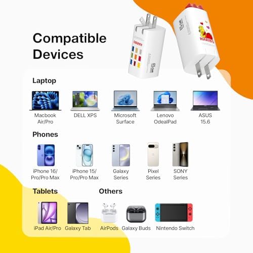 Haribo 65 W Ga N Wall Charger – Fun Gummy Bear Design with PD & QC 3.0 Fast Charge Technology, 3-Port USB-C/USB-A Adapter for i Phone, Galaxy, Pixel, i Pad, Earbuds, Switch, and More – Compact, Universal Compatibility for Effortless Charging at Home or on the Go