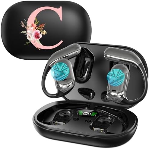 Floral Initial Personalized Wireless Earbuds with Advanced AI Language Translation – Premium Noise Cancelling Bluetooth Headphones for Stylish Communication – Ideal Mother’s Day Gift for Tech Enthusiasts and Culture Lovers