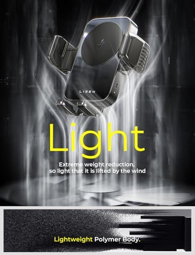 LISEN 15 W Wireless Car Charger & Air Vent Phone Holder – Ultimate Fast Charging Solution for i Phone 16/15/14/13 Pro Max & Samsung Smartphones – Revolutionary No Shake Design for Maximum Stability – Effortless Installation with Modern Aesthetic – Advanced Shock Absorption Technology for Secure On-the-Go Charging – Ideal for Busy Drivers Seeking Convenience & Safety