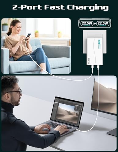 Revolutionary 65 W Ga N PD USB-C Folding Charger Adapter – Dual Ports for Lightning-Fast Charging of i Phone 15/16 Pro Max, Galaxy S24/Z Fold, i Pad Air/Pro, and Mac Book – Ultra-Slim Design for Ultimate Portability and Enhanced Device Compatibility