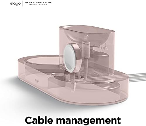 elago Mag Safe Multi-Device Charging Hub – Streamlined Charging Station for i Phone 16/15/14/13/12, Air Pods Series 4/Pro 2/Pro/3, and All Apple Watch Models – Sleek Dark Gray Finish for Effortless Organization and Rapid Power-Up (Cables Not Included)