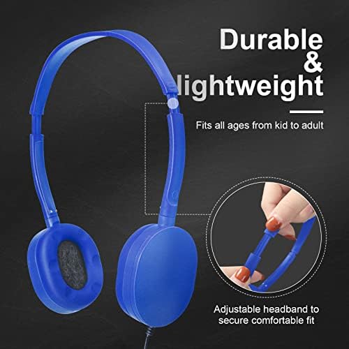 Flutesan 30 Pack Kids Adjustable Wired Headphones – Premium On-Ear Stereo Sound Earbuds for Classroom and Travel – Lightweight, Durable Design for Boys and Girls – Ideal Tangle-Free Audio Solution for Laptops, Tablets, and More
