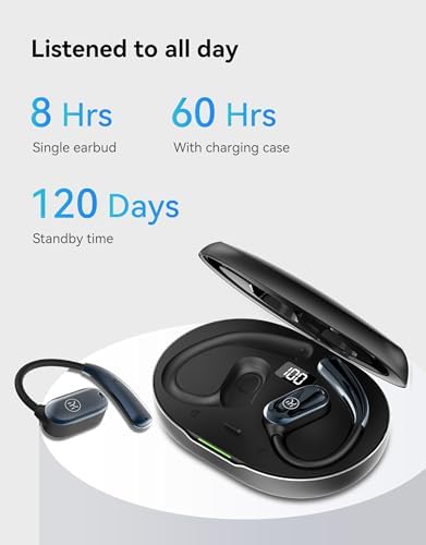 Ultra-Lightweight King Lucky Open Ear True Wireless Earbuds – Bluetooth 5.3 Sports Headphones with 60-Hour Battery Life, Dual Device Connectivity & Exceptional Sound Clarity for Active Lifestyles and Outdoor Adventures
